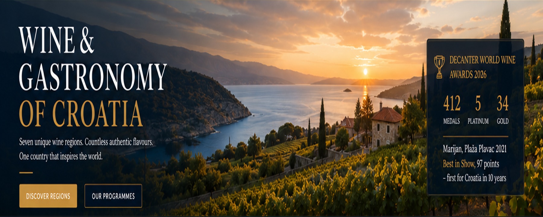 Croatian vineyard landscape overlooking the Adriatic