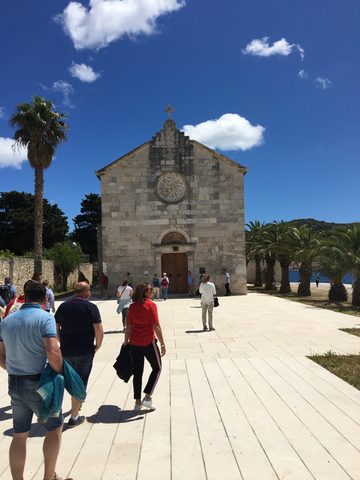 Historic church and public square in Croatia