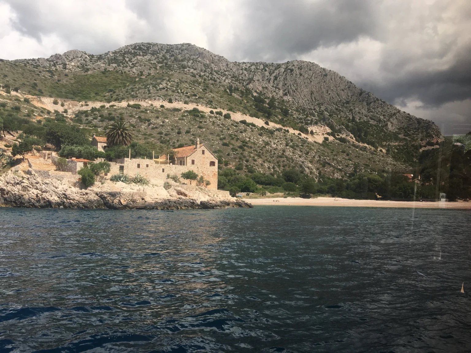 Croatian island and coastal landscape seen from the sea